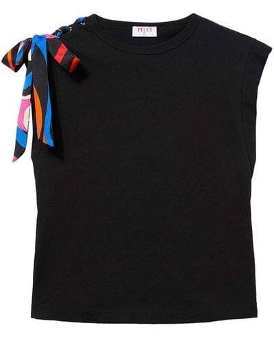 Emilio Pucci Ribbon Cotton T-shirt - Black