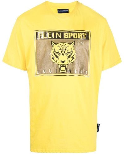 Philipp Plein Tiger-head Logo-print T-shirt - Yellow