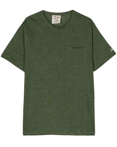 Mc2 Saint Barth Logo-embroidered Linen T-shirt - Green