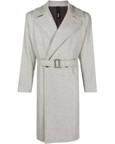 Hevò Double-breasted Belted Coat - Grey