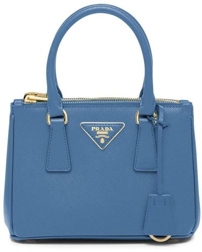 Prada Mini sac Galleria en cuir - Bleu