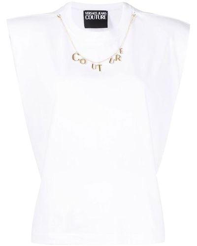 Versace T-Shirt mit Halskette - Weiß