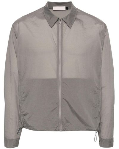 Amomento Leichtes Sheer-Hemd mit Reißverschluss - Grau