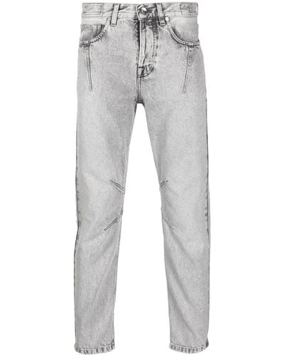 Eleventy Slim-cut Bleached-wash Jeans - Gray
