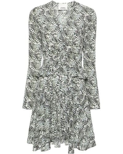 Isabel Marant Abstract-print Mini Dress - Gray