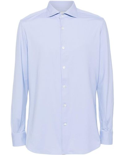 Glanshirt Hemd mit Jacquardmuster - Blau