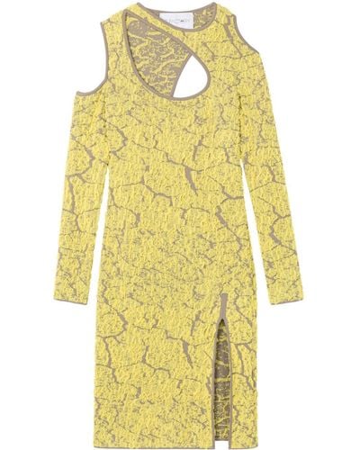 AZ FACTORY X Ester Manas Jacquard-pattern Cut-out Dress - Yellow