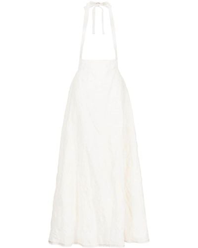 Marc Le Bihan Crinkled Wool Maxi Dress - White