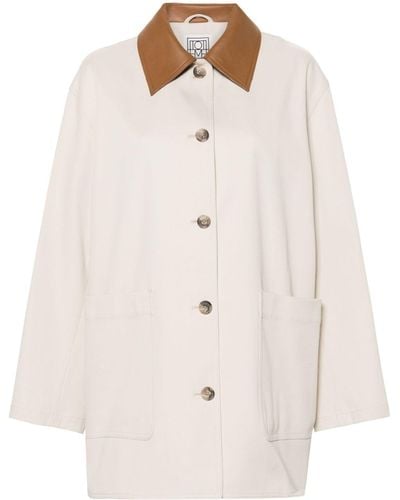 Totême Giacca-camicia con colletto a contrasto - Bianco