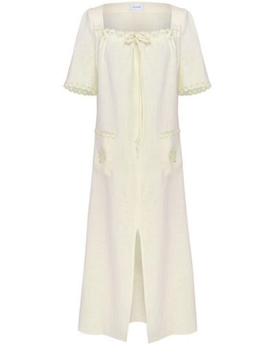 Sleeper Sofia Embroidered Linen Dress - White