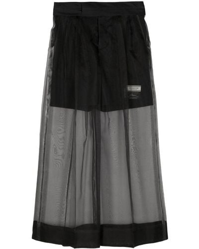 Undercover Silk-overlay Wide-leg Trousers - Black