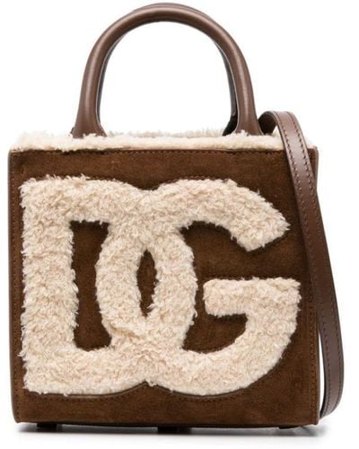 Dolce & Gabbana Mini Borsa Dg Logo Effetto Pelliccia - Metallizzato