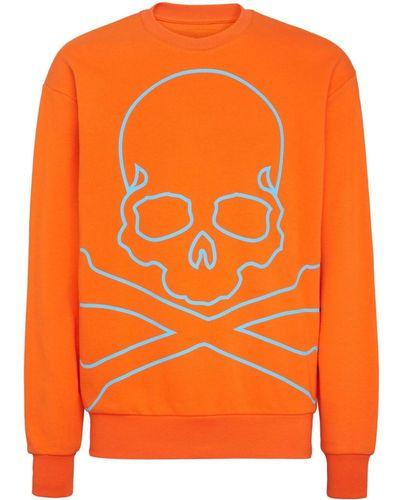 Philipp Plein Sweatshirt mit Totenkopf-Print - Orange