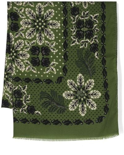 Etro Floral-print Wool Scarf - Green