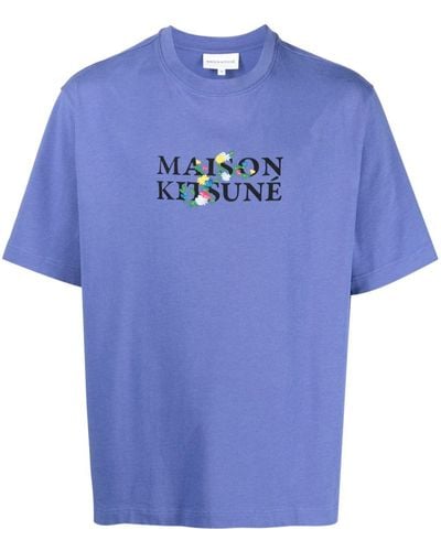Maison Kitsuné Camiseta con logo estampado - Azul