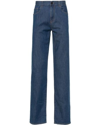 Canali Halbhohe Jeans mit Logo-Patch - Blau