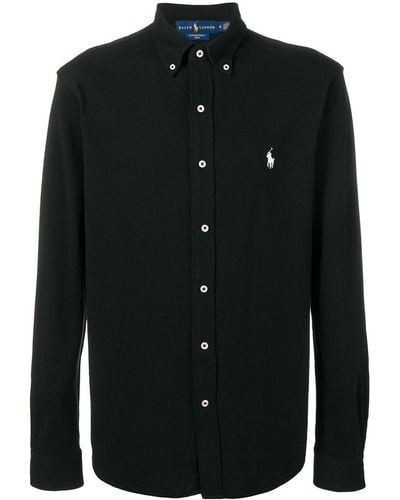 Polo Ralph Lauren Logo Embroidered Button-down Shirt - Black