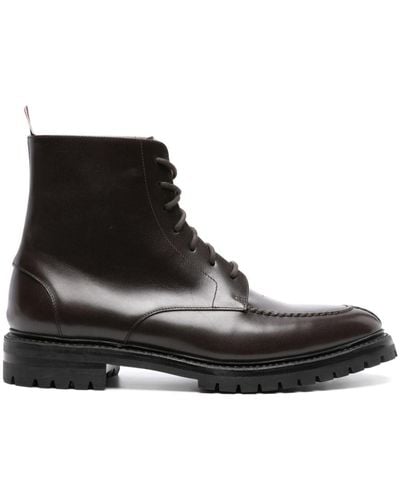 Thom Browne Almond-toe Leather Ankle Boots - Black