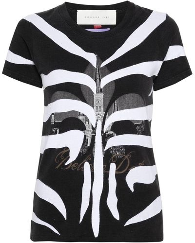 Conner Ives T-shirt Met Zebraprint - Zwart