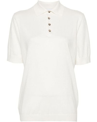 Allude Fine-knit Polo Shirt - White
