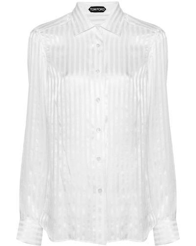 Tom Ford Chemise en soie à rayures - Blanc