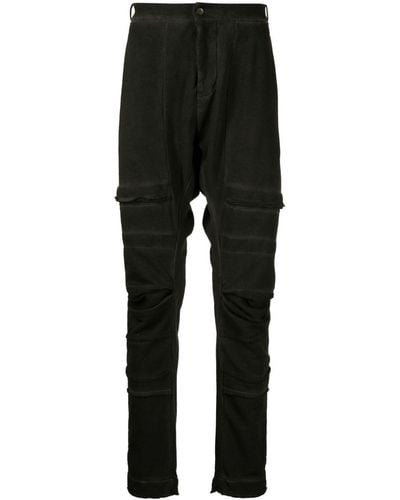 Masnada Ripped-detailing Cotton Drop-crotch Trousers - Black