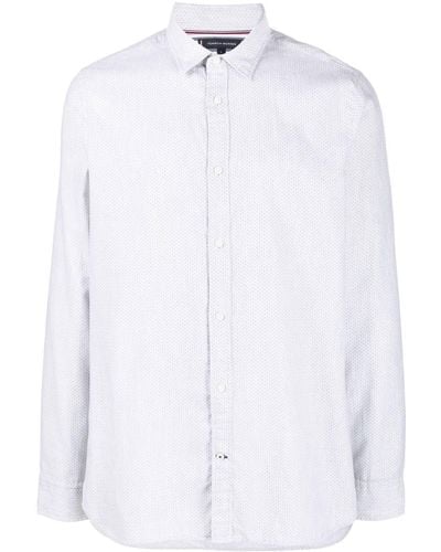 Tommy Hilfiger Line-print Long-sleeve Shirt - White