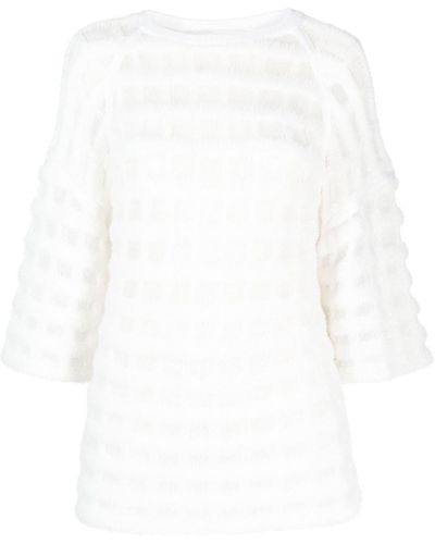 Genny Strickoberteil mit Fleece-Textur - Weiß