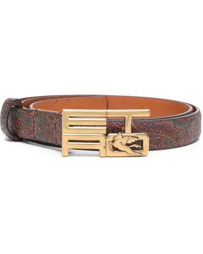 Etro Paisley-print Logo-buckle Belts - Brown