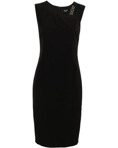 Liu Jo Chain-detail Crepe Midi Dress - Black