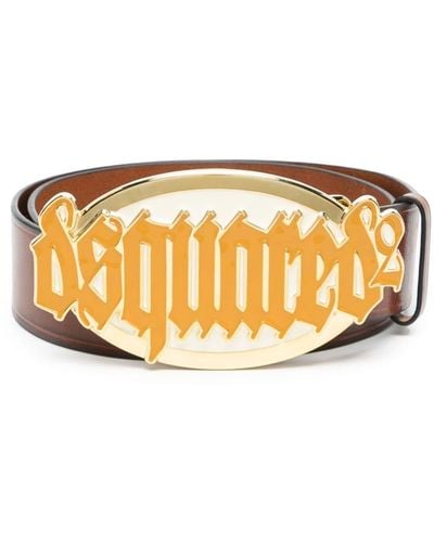 DSquared² Logo-plaque Leather Belt - Metallic