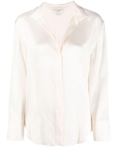 Vince Long-sleeved Silk Shirt - White