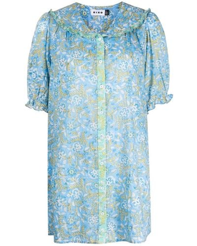 RIXO London Floral-print Cotton Nightdress - Blue