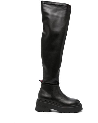 Tommy Hilfiger 60mm Round-toe Leather Boots - Black