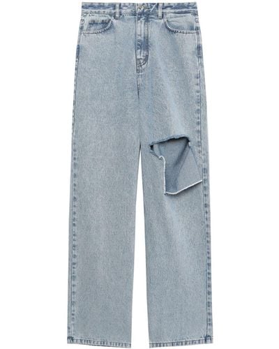ROKH Ripped Flared Jeans - Blue