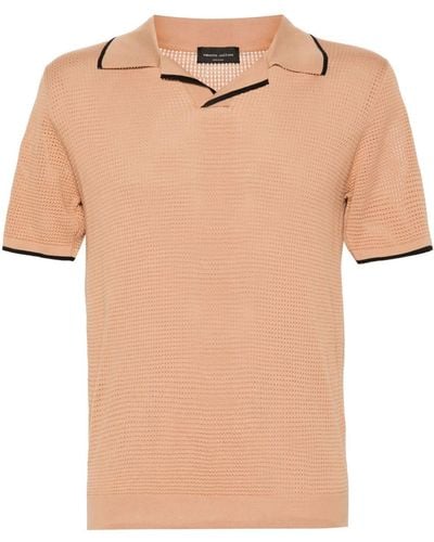 Roberto Collina Perforated Cotton Polo Shirt - Natural