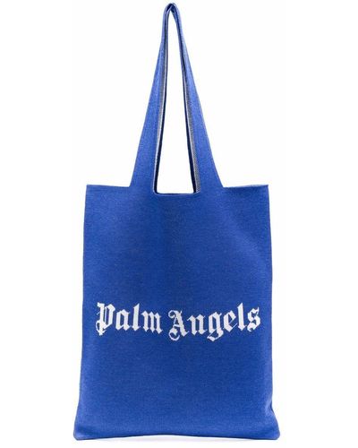 Palm Angels Bolso shopper con logo estampado - Azul