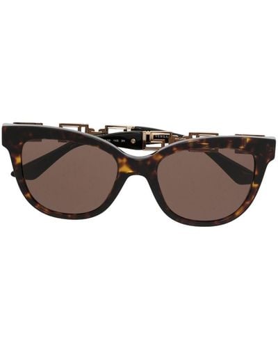 Versace Greek Key-embellished Sunglasses - Brown
