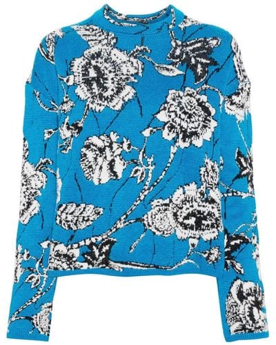 Christian Wijnants Kemal Floral-jacquard Jumper - Blue