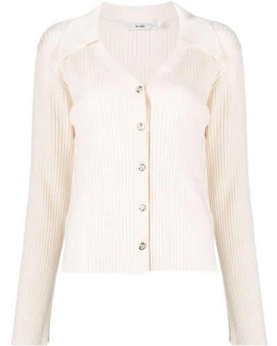 B+ AB Pointed-flat Collar Button-down Cardigan - Natural
