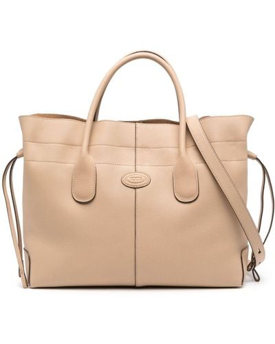 Tod's Small Di Leather Tote Bag - Natural