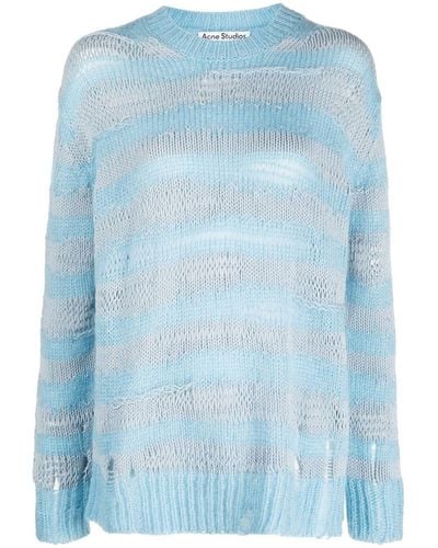 Acne Studios Distressed Striped Sweater - Blue