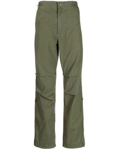 Maharishi Embroidered Floral Straight-leg Trousers - Green