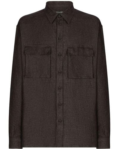 Dolce & Gabbana Flap-pocket Linen Shirt - Black
