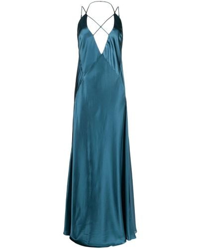 Michelle Mason Robe mi-longue à découpes - Bleu