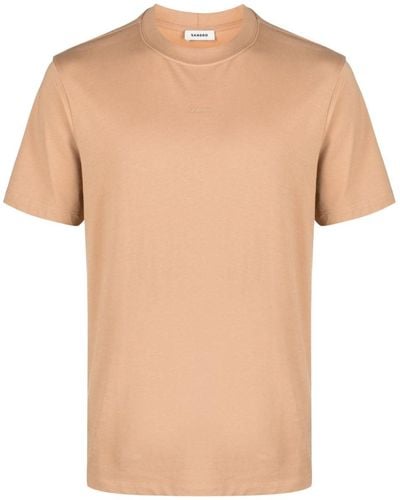 Sandro T-shirt en coton à logo brodé - Neutre