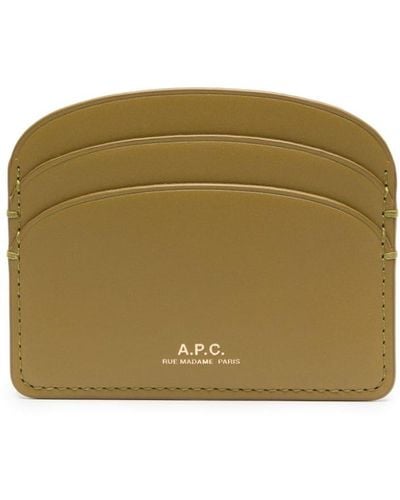 A.P.C. Demi Lune Leather Cardholder - Green
