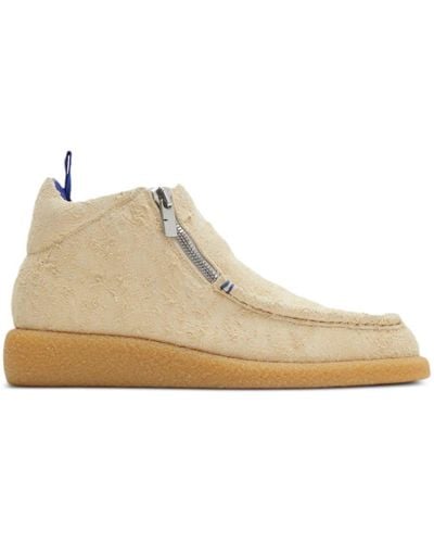 Burberry Chance Suede Boots - Natural