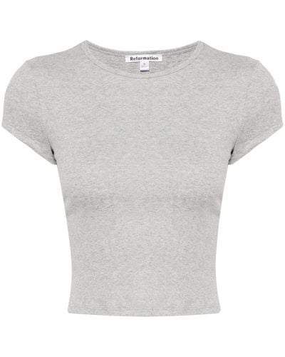 Reformation Muse Organic-cotton T-shirt - Gray