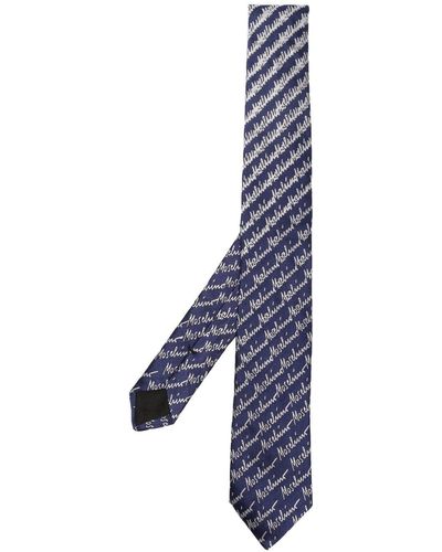 Moschino Cravate en soie à logo imprimé - Bleu